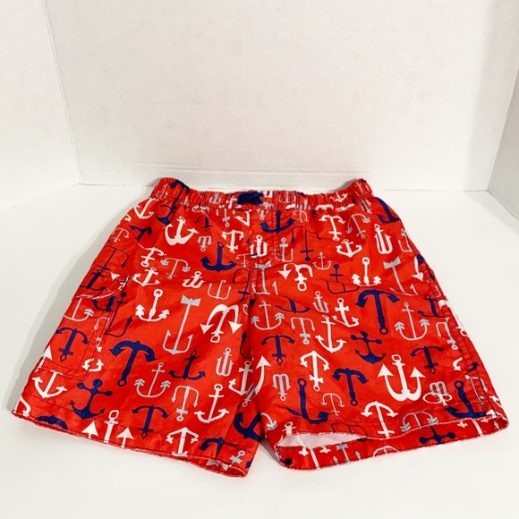 OP Ocean Pacific Anchor Print Lined Swim Trunks Board Short Elastic Waist Pocket - Picture 1 of 7